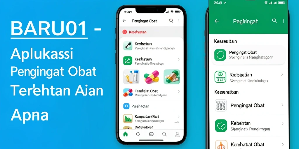 Antarmuka pengguna aplikasi BARU01 untuk pengingat obat yang mudah digunakan.