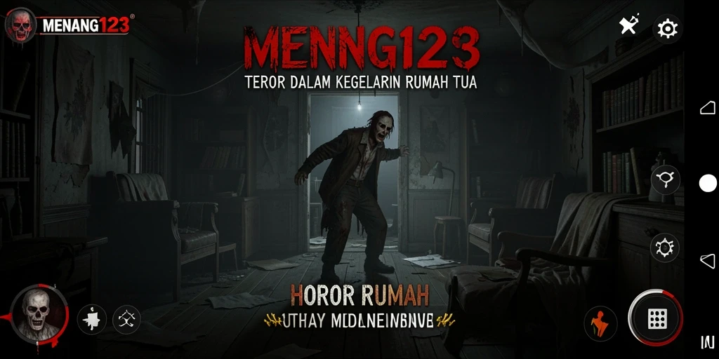 Tampilan menegangkan dari antarmuka game Horor Rumah.