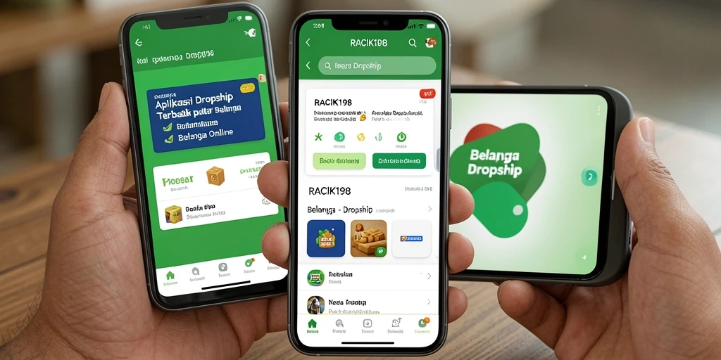 Tampilan antarmuka aplikasi Dropship RACIK198 yang user-friendly.