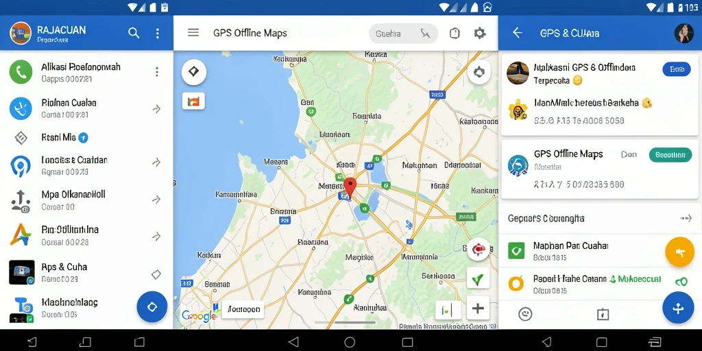 Tampilan antarmuka aplikasi GPS Offline Maps RAJACUAN yang modern dan user-friendly.