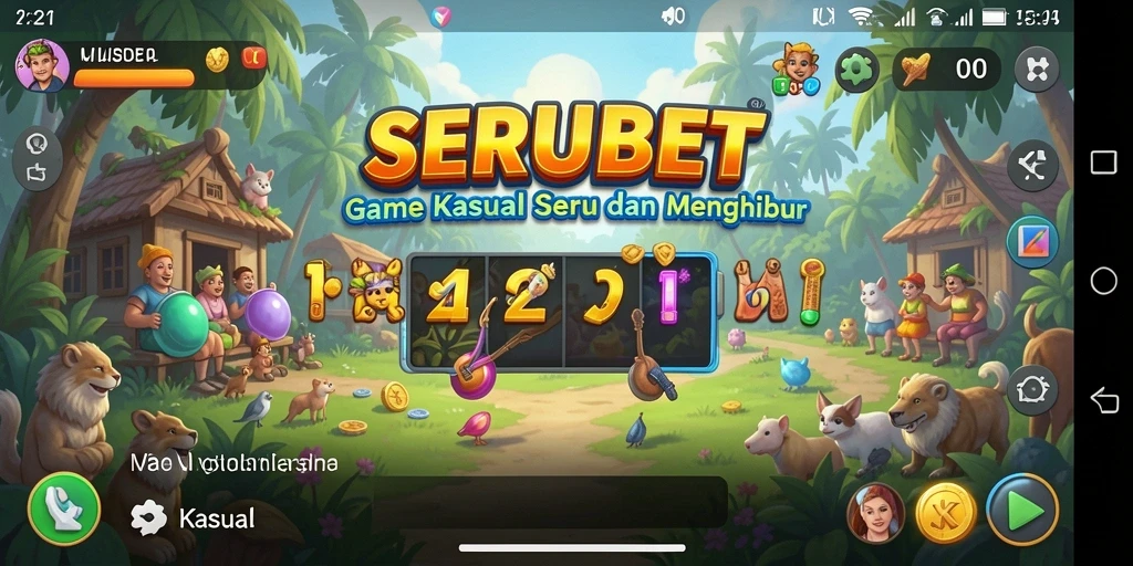Antarmuka menarik dan fungsional dari SERUBET dengan gameplay kasual yang seru.