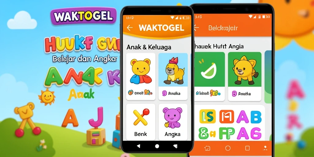 Antarmuka WAKTOGEL dengan permainan huruf dan angka yang menarik.
